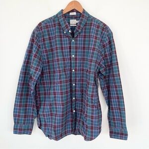 J Crew Secret Wash Cotton Poplin Shirt Long Sleeve Button Down Plaid XL